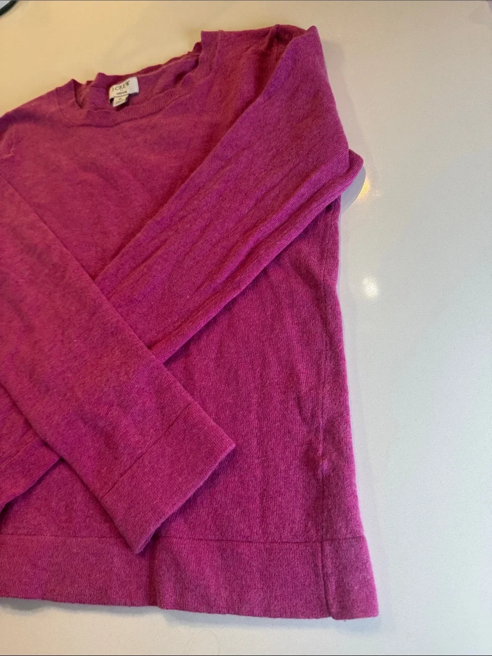 J.Crew Teddie Crewneck Cotton Wool Blend Sweater Fuchsia Pink | Size M